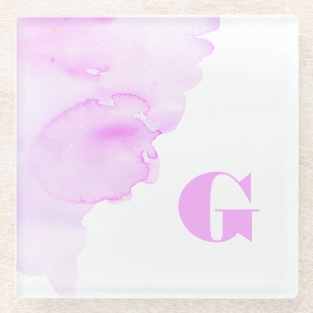 Monogram Glass Watercolor Coasters (Front)