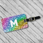 Monogram Glitter Personalized Rainbow  Luggage Tag<br><div class="desc">This design may be personalized in the area provided by changing the photo and/or text. Or it can be customized by clicking Personalize this Template and then choosing the click to customize further option and delete or change the colour of the background, add text, change the text colour or style,...</div>