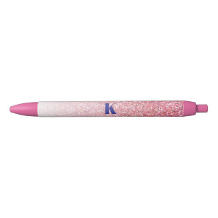 Monogram Glitter Rainbow Glitter Feminine Black Ink Pen