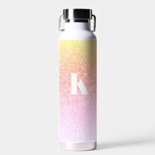 Monogram Glitter Rainbow Glitter Feminine Water Bottle