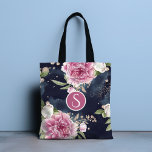 Monogram Glitter Watercolor Pink Blue Floral Girly Tote Bag<br><div class="desc">Monogram Glitter Watercolor Pink Blue Floral Girly Tote Bag features a pretty pink and blue watercolor floral pattern accented with gold glitter with your personalized monogram in the center. Personalize by editing the text in the text box provided. Designed by ©Evco Studio www.zazzle.com/store/evcostudio</div>