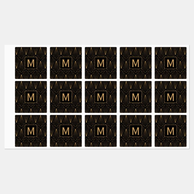 Monogram Gold and Black Art Deco Pattern (Sheet)