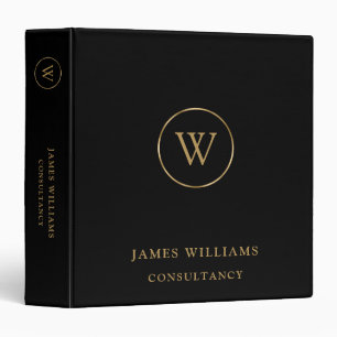 Monogram Gold Black Business Binder
