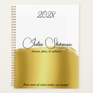 Monogram Gold Black Chic Modern Script Minimalist Planner