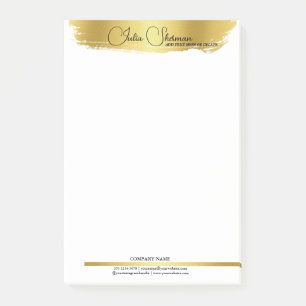 Monogram Gold Black Chic Modern Script Minimalist  Post-it Notes