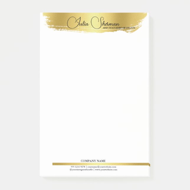 Monogram Gold Black Chic Modern Script Minimalist  Post-it Notes (Front)