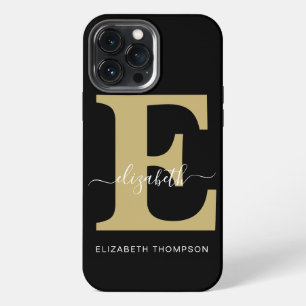 Monogram Gold Black Customized Script Name iPhone 13 Pro Max Case