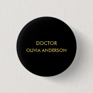 Monogram Gold Black Minimalist Modern 1 Inch Round Button