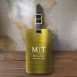 Monogram Gold Brushed Metallic Elegant Luggage Tag<br><div class="desc">Elevate your travel experience with our Classic Elegant Modern Minimalist Monogram Luggage Tag. This meticulously designed accessory seamlessly combines timeless elegance with contemporary minimalism, ensuring your luggage stands out with sophistication. Crafted with precision and attention to detail, this luggage tag is more than just a practical item; it's a personalized...</div>