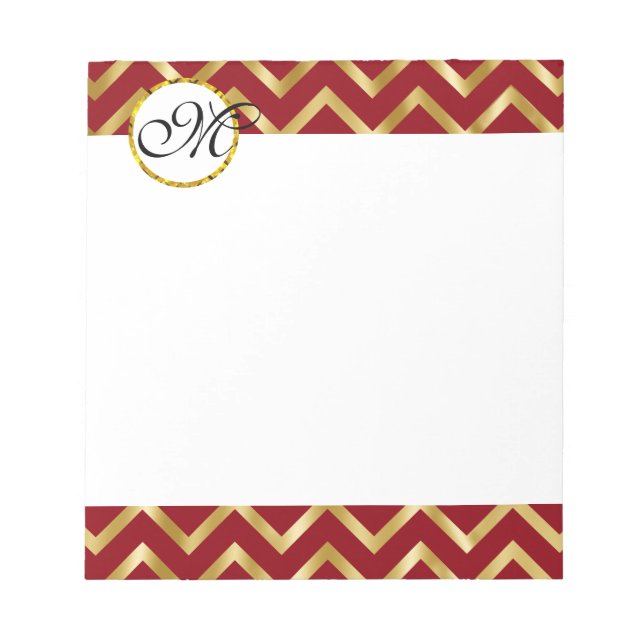 Monogram gold burgundy white professional notepad (Front)