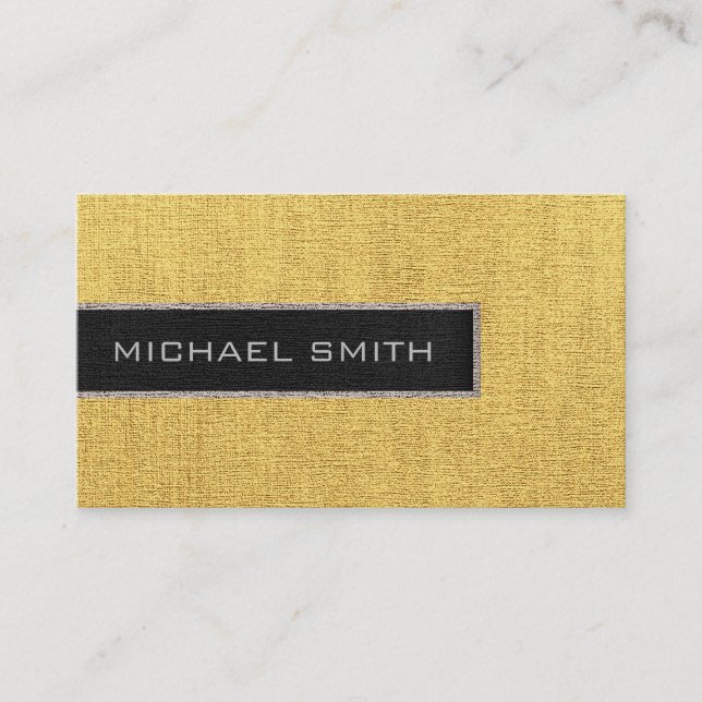 Monogram Gold Burlap Rustic Jute Business Card (Front)