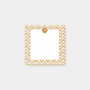 Monogram Gold Chevron Pattern Post-it Notes