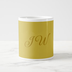 Monogram Gold Colour Plain Modern Minimalist Large Coffee Mug