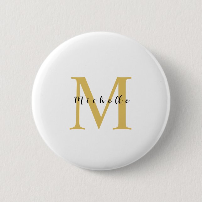 Monogram Gold Colour Your Name Special Gift Belove 2 Inch Round Button (Front)