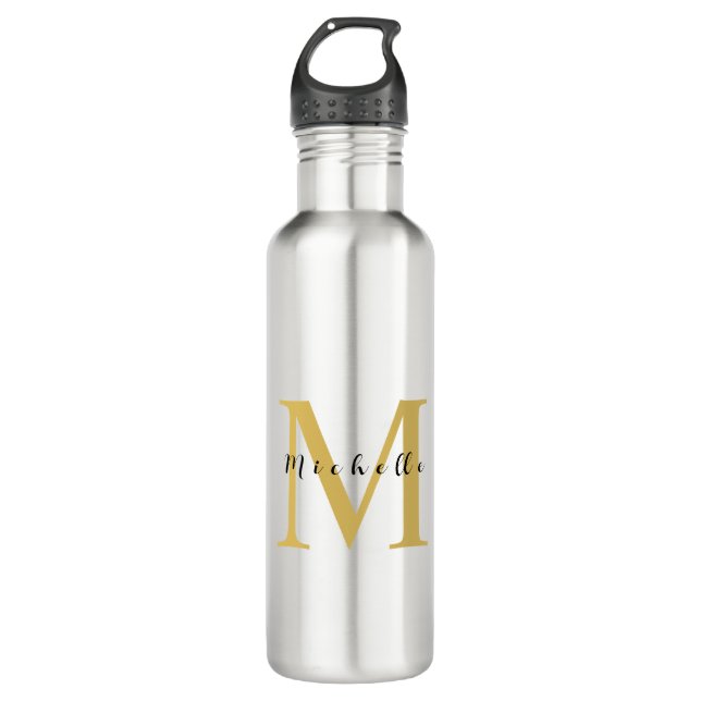 Monogram Gold Colour Your Name Special Gift Belove 710 Ml Water Bottle (Front)
