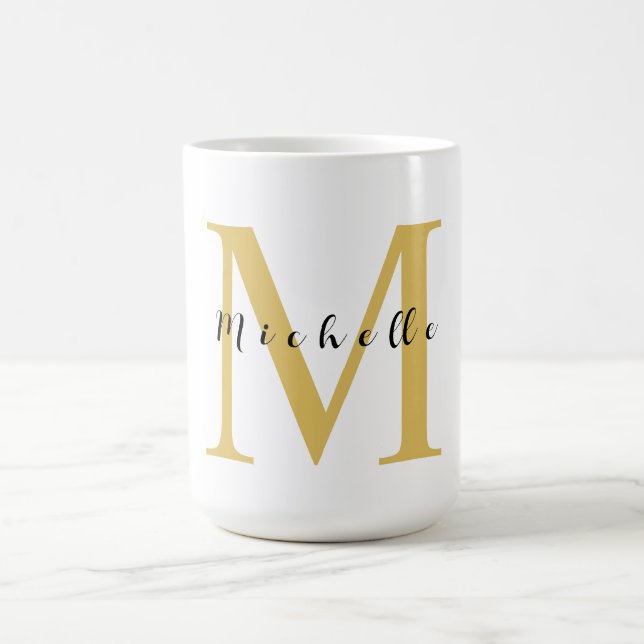 Monogram Gold Colour Your Name Special Gift Belove Coffee Mug (Center)