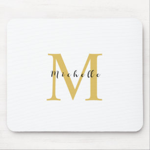 Monogram Gold Colour Your Name Special Gift Belove Mouse Pad
