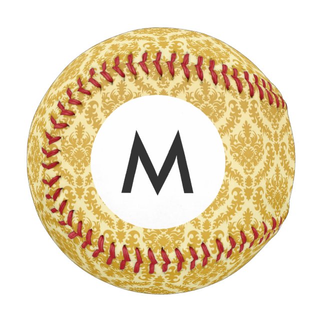 Monogram Gold damask Baseball (Front Left)