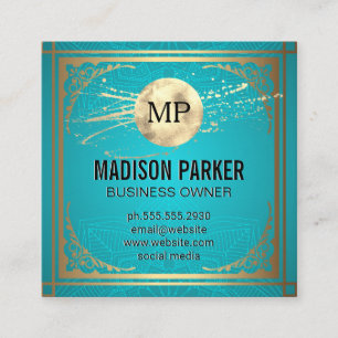 Monogram Gold Decorative Border Square Business Card