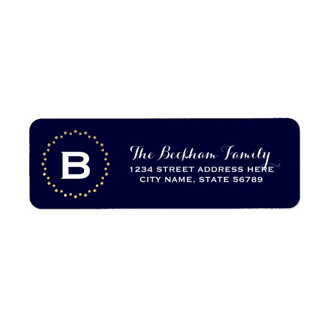 Monogram Gold Dots Adresse de retour Label / Marin (Devant)