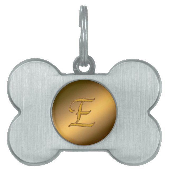 Monogram Gold E Pet ID Tag (Front)