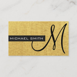 Monogram Gold Elegant Canvas Business Card