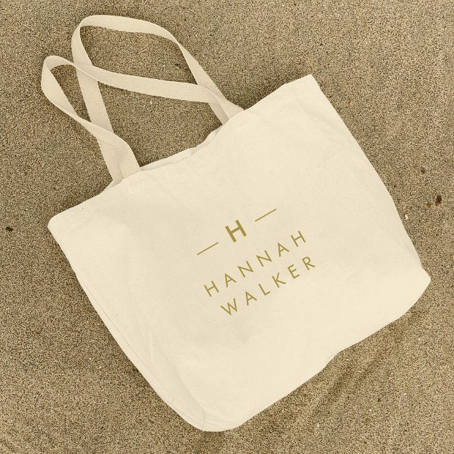 Monogram Gold | Elegant Minimalist Classy Large Tote Bag (Creator Uploaded)
