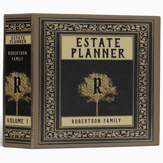 Monogram Gold Estate Planning and Trust Documents Binder (Front/Spine)