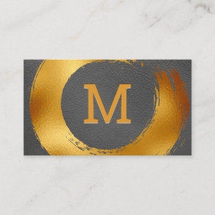 Monogram Gold Foil Circular Brushed Business Card