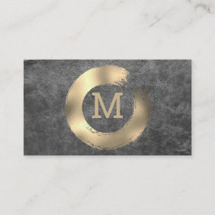 Monogram Gold Foil Circular Brushed Business Card