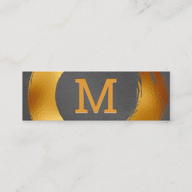 Monogram | Gold Foil Circular Brushed Mini Business Card (Front)