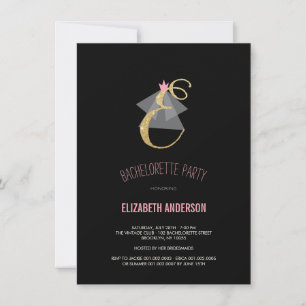 Monogram Gold Glitter Bachelorette Party Invite