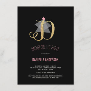 Monogram Gold Glitter Bachelorette Party Invite