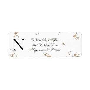 Monogram Gold Glitter Return Address 