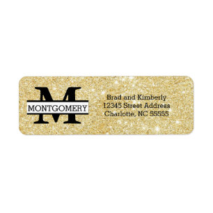 Monogram Gold Glitter - Return Address Labels