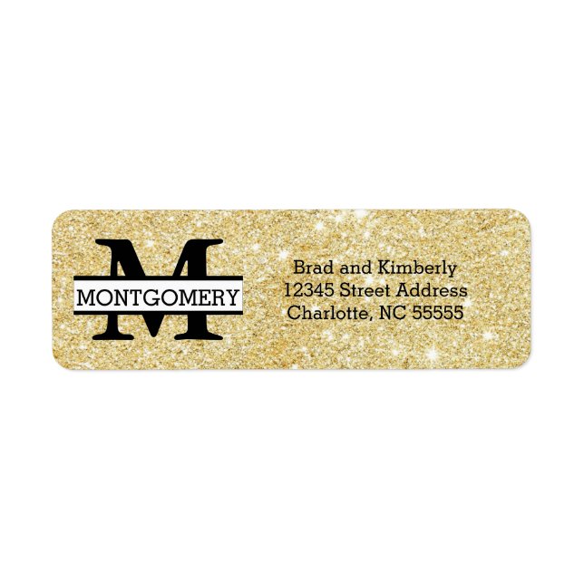 Monogram Gold Glitter - Return Address Labels (Front)