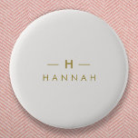 Monogram Gold Gray | Minimalist Elegant Modern 2 Inch Round Button<br><div class="desc">A simple stylish custom monogram design in a gold modern minimalist typography on an elegant minimalist soft taupe gray background. The monogram initials and name can easily be personalized along with the feature line to make a design as unique as you are! The perfect bespoke gift or accessory for any...</div>