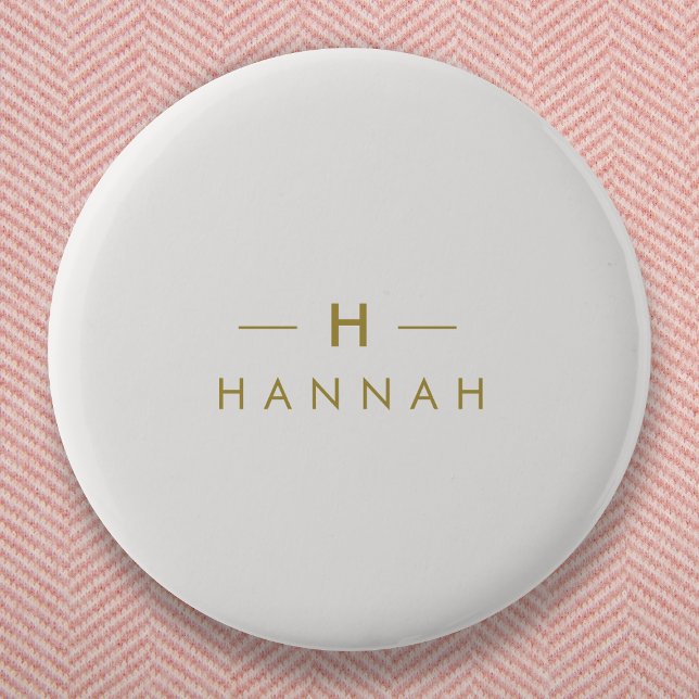 Monogram Gold Grey | Minimalist Elegant Modern 2 Inch Round Button (Creator Uploaded)