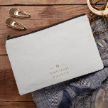 Monogram Gold Grey | Minimalist Elegant Modern Accessory Pouch<br><div class="desc">A simple stylish custom monogram design in a gold modern minimalist typography on an elegant soft taupe dove grey background. The monogram initials and name can easily be personalized along with the feature line to make a design as unique as you are! The perfect bespoke gift or accessory for any...</div>