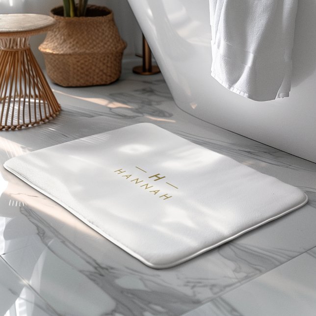 Monogram Gold Grey | Minimalist Elegant Modern Bath Mat (Creator Uploaded)