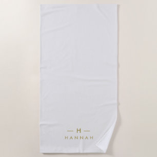 Monogram Gold Grey Minimalist Elegant Modern Beach Towel