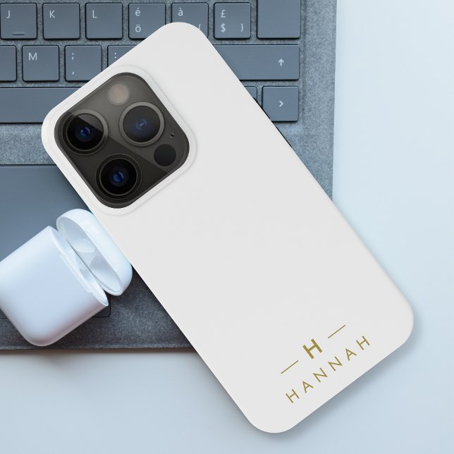 Monogram Gold Grey | Minimalist Elegant Modern Case-Mate iPhone Case (Creator Uploaded)