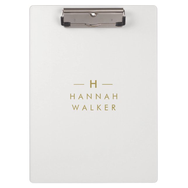 Monogram Gold Grey | Minimalist Elegant Modern Clipboard (Front)