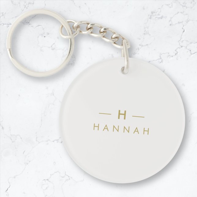 Monogram Gold Grey | Minimalist Elegant Modern Keychain (Creator Uploaded)