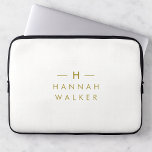 Monogram Gold Grey | Minimalist Elegant Modern Laptop Sleeve<br><div class="desc">A simple stylish custom monogram design in a gold modern minimalist typography on an elegant minimalist soft taupe grey background. The monogram initials and name can easily be personalized along with the feature line to make a design as unique as you are! The perfect bespoke gift or accessory for any...</div>