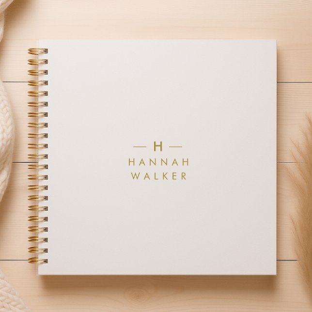 Monogram Gold Grey | Minimalist Elegant Modern Notebook (Creator Uploaded)