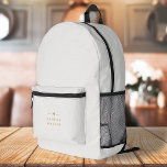 Monogram Gold Grey | Minimalist Elegant Modern Printed Backpack<br><div class="desc">A simple stylish custom monogram design in a gold modern minimalist typography on an elegant soft taupe dove grey background. The monogram initials and name can easily be personalized along with the feature line to make a design as unique as you are! The perfect bespoke gift or accessory for any...</div>