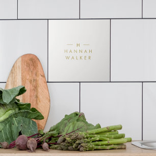 Monogram Gold Grey   Minimalist Elegant Modern Tile