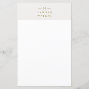 Monogram Gold Grey   Minimalist Elegant Stationary