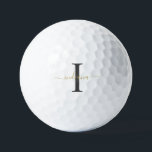 Monogram Gold Grey Script Name Team Sport Golf Balls<br><div class="desc">Gold Grey Monogram Script Name Modern Golf Balls you can easily edit with your name and initial by clicking the "Personalize" button. Completely change the colours of the text and background when you select the "Customize this" link.</div>